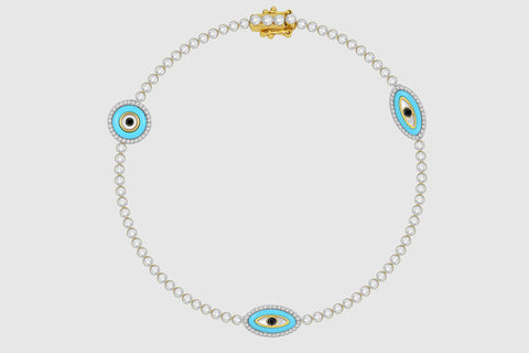 Evil Eye Diamond Tennis Bracelet - elbeu