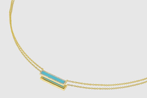 Bar Diamond and Turquoise Necklace - elbeu